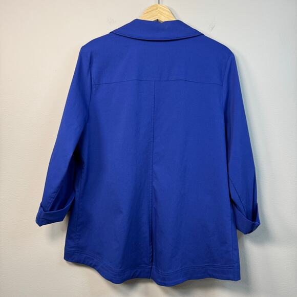 Chico's Weekends Perfect Stretch Large Jacket Zip Up Lightweight Royal Blue - Picture 8 of 12